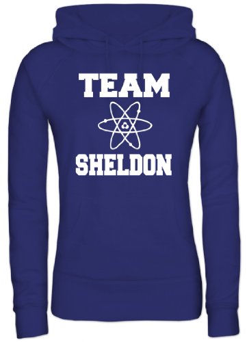 Shirtstreet24, TEAM SHELDON, Gamer Nerd Lady/Girlie Kapuzen Hoodie Pullover, Größe: S,Royal Blau von Shirtstreet24