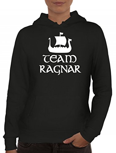 Shirtstreet24, Team Ragnar, Vikings Lady/Damen Kapuzen Hoodie Pullover - Sweatshirt, Größe: S,Schwarz von Shirtstreet24