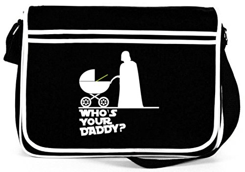 Shirtstreet24, WHO'S YOUR DADDY? Retro Messenger Bag Kuriertasche Umhängetasche, Größe: onesize,Schwarz von Shirtstreet24