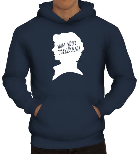 Shirtstreet24, What Would Sherlock Do? Herren Kapuzen Sweatshirt - Pullover Hoodie, Größe: M,Navy von Shirtstreet24