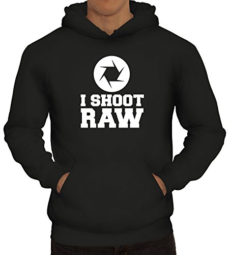 Shirtstreet24 I Shoot RAW, Kamera Camera Herren Kapuzen Sweatshirt - Pullover Hoodie, Größe: M,Schwarz von Shirtstreet24