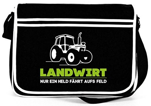 Shirtstreet24 Landwirt Trecker, Traktor Bauer Retro Messenger Bag Kuriertasche Umhängetasche, Größe: onesize,Schwarz von Shirtstreet24