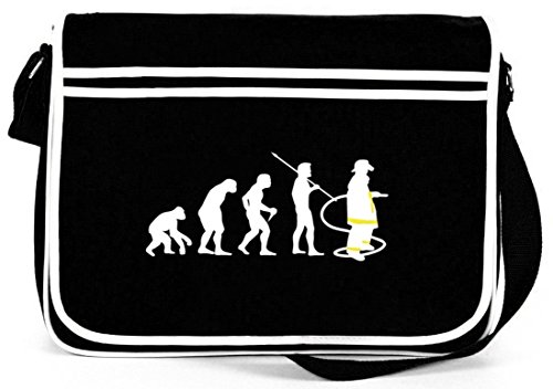 Shirtstreet24 Lustige Retro Messenger Bag Kuriertasche Umhängetasche Evolution Feuerwehr, Größe: onesize,Schwarz von Shirtstreet24