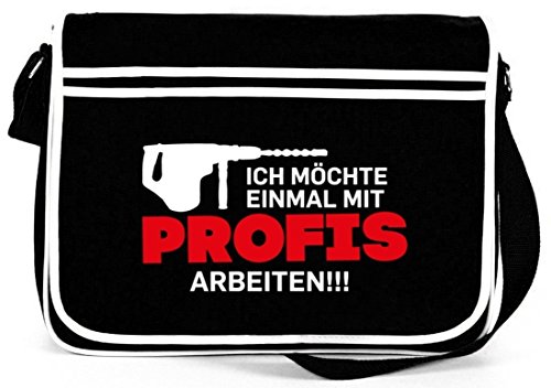 Shirtstreet24 Profis arbeiten, Handwerker Techniker Bauarbeiter Retro Messenger Bag Kuriertasche Umhängetasche, Größe: onesize,Schwarz von Shirtstreet24