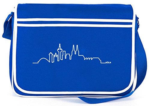 Shirtstreet24 Skyline Köln, Kölle Cologne Karneval Retro Messenger Bag Kuriertasche Umhängetasche, Größe: onesize,Royal Blau von Shirtstreet24