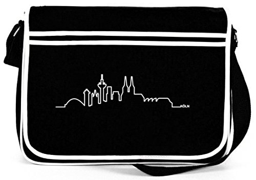 Shirtstreet24 Skyline Köln, Kölle Cologne Karneval Retro Messenger Bag Kuriertasche Umhängetasche, Größe: onesize,Schwarz von Shirtstreet24