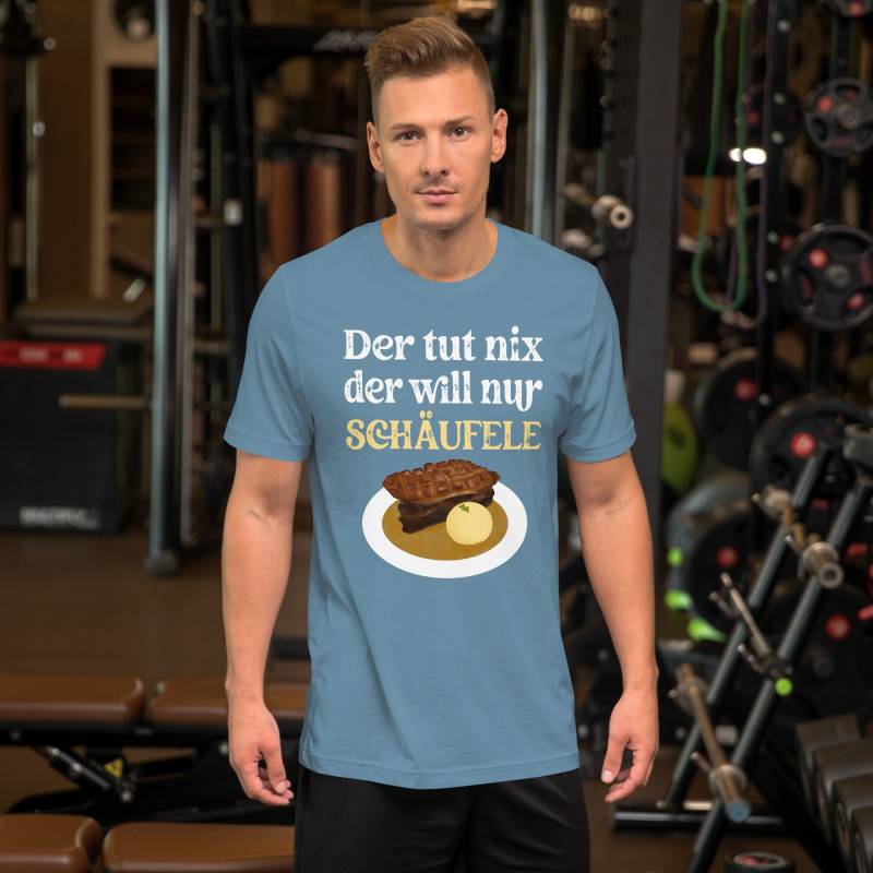 Fränkisch Der Tut Nix, Der Will Nur Schäufele Unisex-T-Shirt Fränkisch Der Tut Nix, Der Will Nur Schäufele Unisex-T-Shirt von ShirtzzzDE