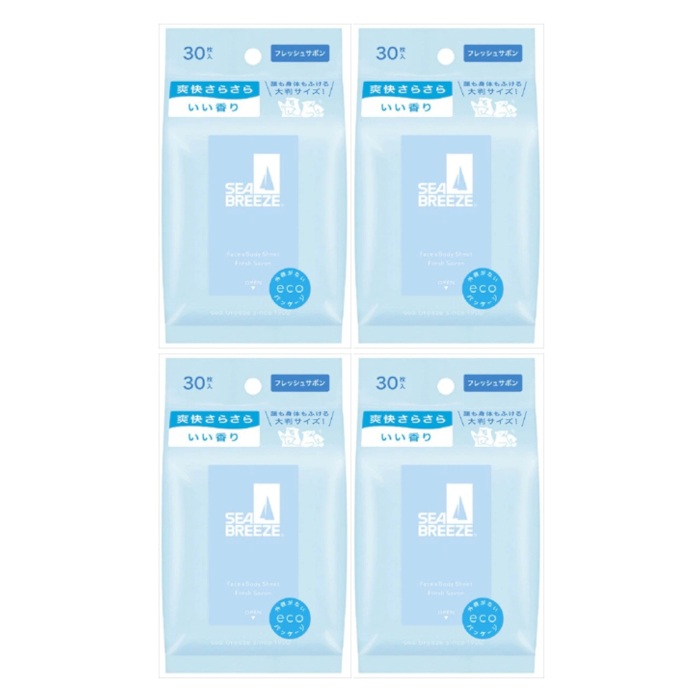 Shiseido - Sea Breeze Face & Body Ice Sheet - 30 sheets - Fresh Savon (4ea) Set von Shiseido