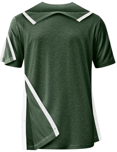 Schulterchirurgie-Erholungs-Shirt, Unisex, nach Operationen, linke und rechte Seite, Schnappzugriff, Erholungs-T-Shirt für Damen und Herren, Grün (Army Green), Klein von Shishuyu