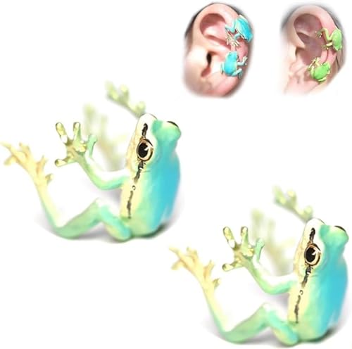 Ring Lustiger Tree Frog Ring Kreativer Laubfroschring Seltsame Ringe Süße Ringe/Ohrclip Verstellbare Offener Personalisiert Schmuck for Frauen von Shitafe