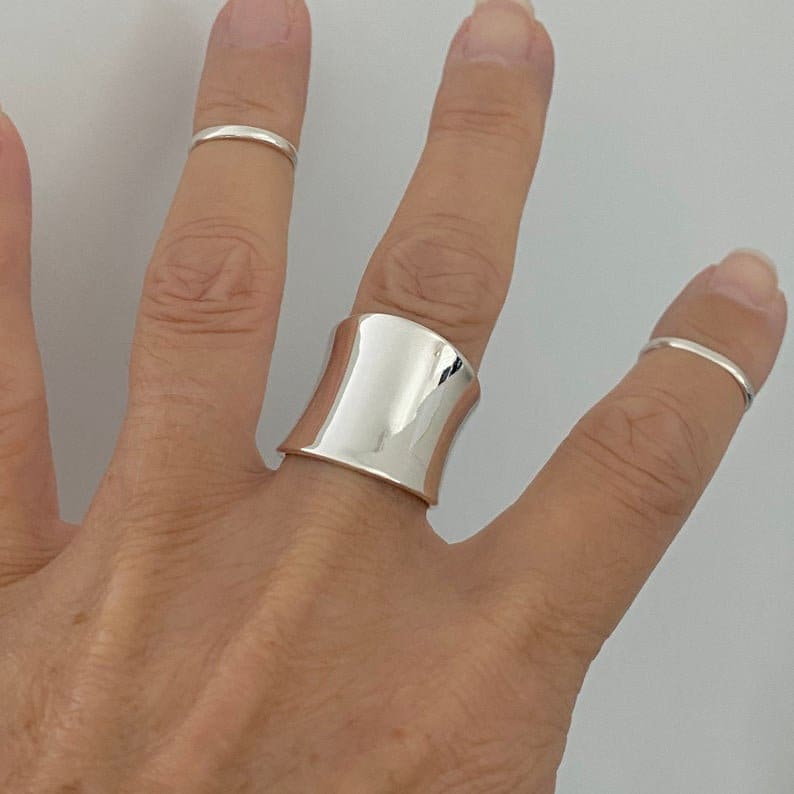 Aaa+ Qualität Sterling Silber Boho Ring, Konkav Frauen Geschenk Für Sie, Breiter Statement Ring Breit Band Aaa+ Qualität Sterling Silber Boho Ring, Konkav Frauen Geschenk Für Sie, Breiter Statement Ring Breit Band von ShivaJewelrs