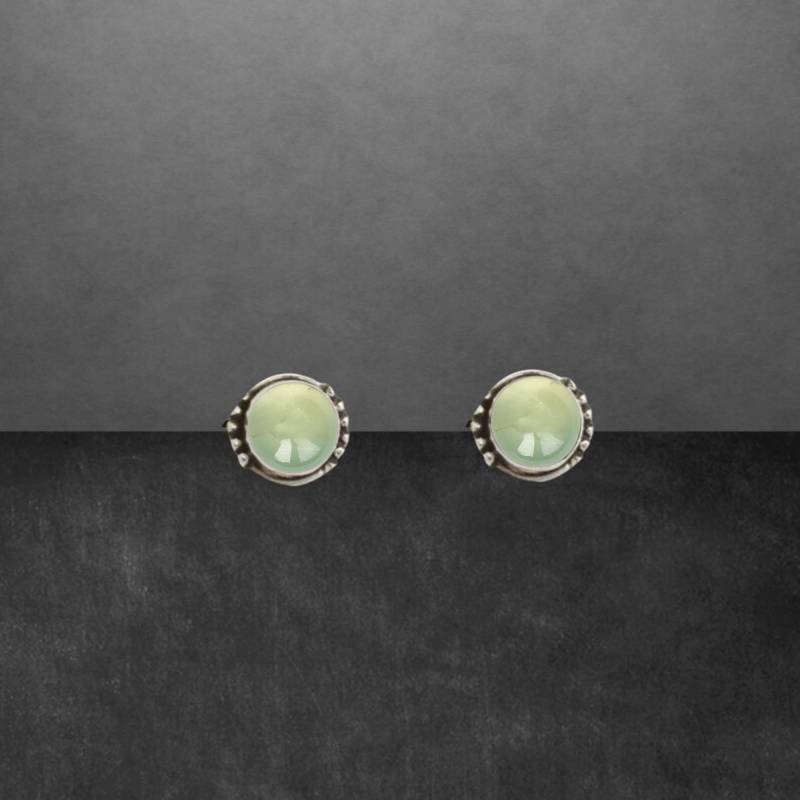 7 Mm Prehnit Ohrstecker 925 Sterling Silber Neu 0020 Geschenk Für Freundin Frauen, Mädchen, Weihnachtsgeschenk von ShivasSilver