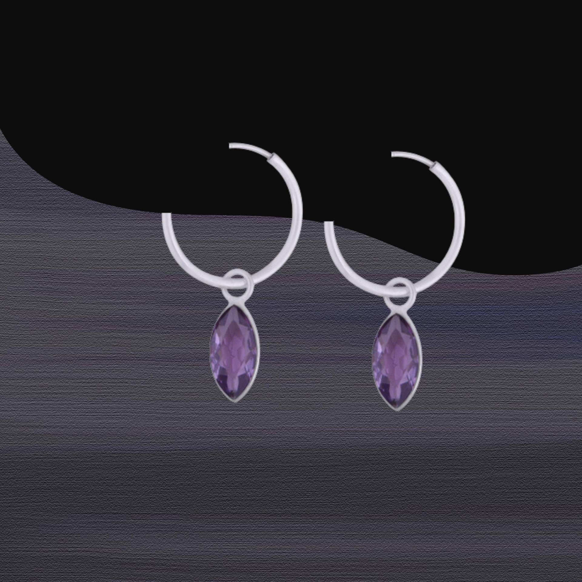 Amethyst Creolen 925 Sterling Silber, Facettierte Steine, Zierliches Design, 66A von ShivasSilver