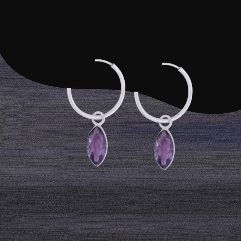 Amethyst Creolen 925 Sterling Silber, Facettierte Steine, Zierliches Design, 66A von ShivasSilver