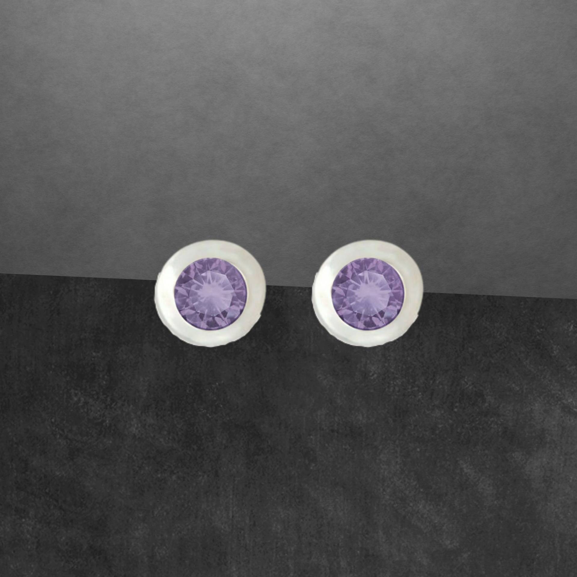 Amethyst Ohrstecker 925 Sterling Silber, Glänzend, Facettierte Steine von ShivasSilver