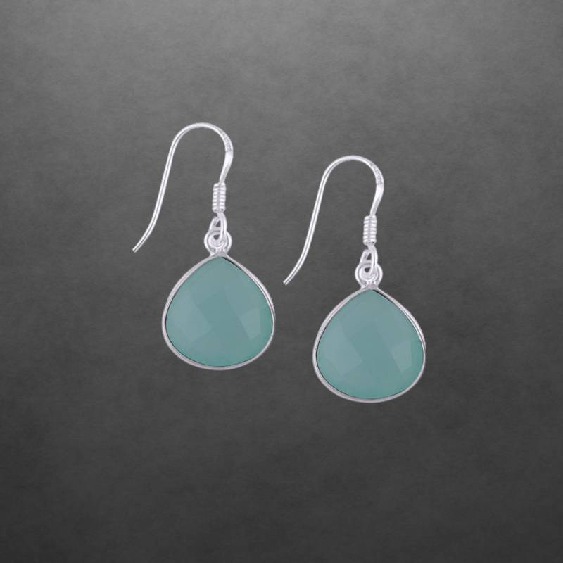 Aqua Chalcedon Ohrringe 925 Sterling Silber Neu 2211 Geschenk Für Freundin Frauen, Mädchen, Weihnachtsgeschenk von ShivasSilver