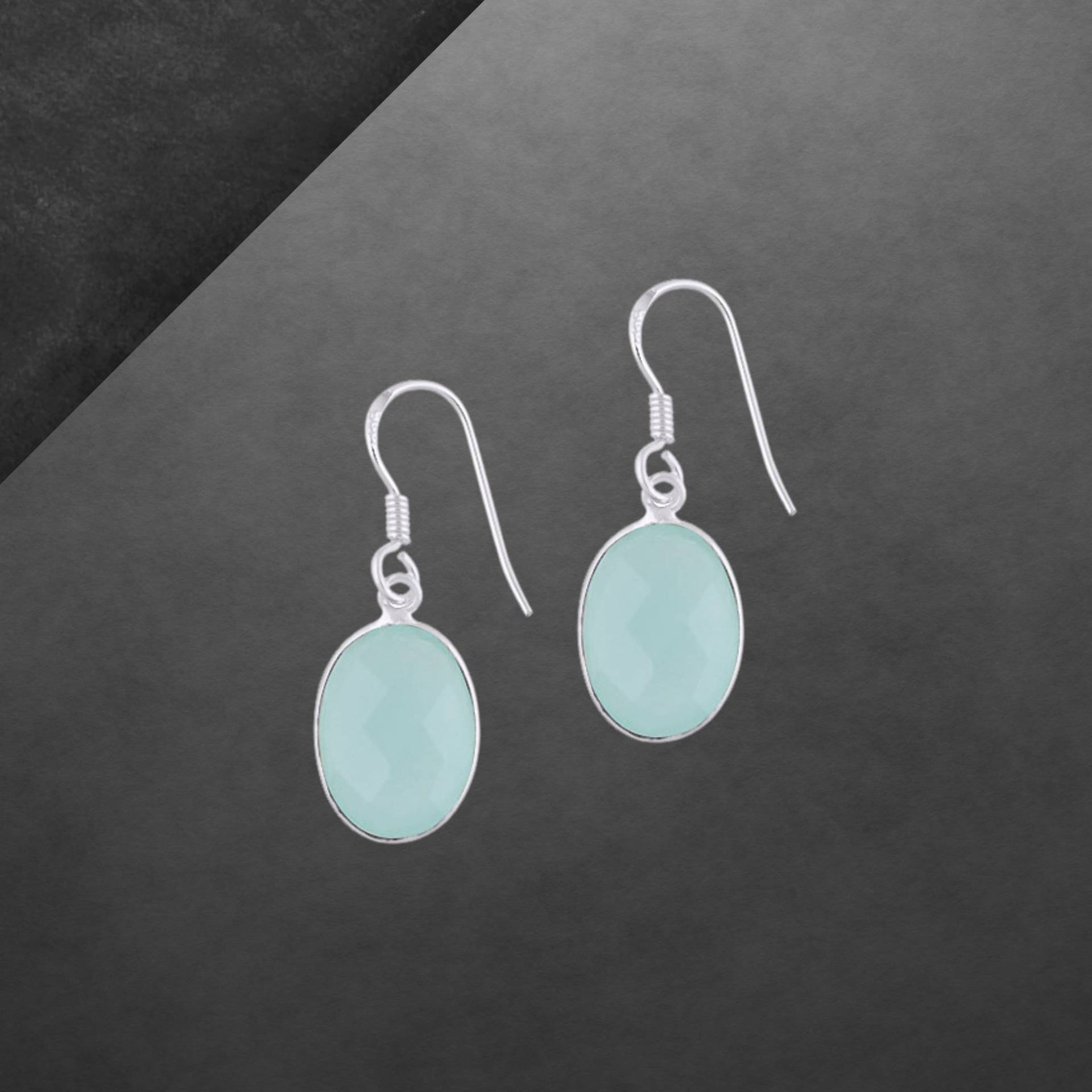 Aqua Chalcedon Ohrringe 925 Sterling Silber Neu 3666 Geschenk Für Freundin Frauen, Mädchen, Weihnachtsgeschenk von ShivasSilver