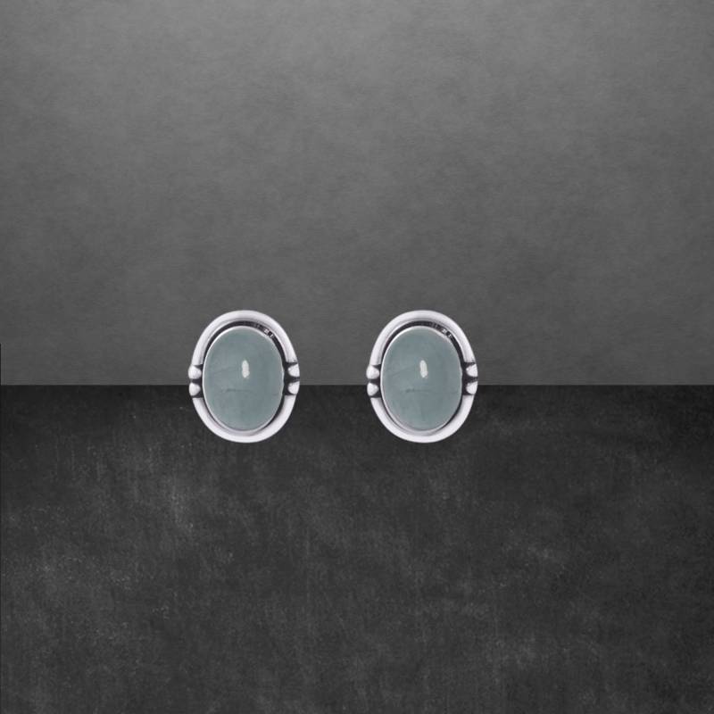 Aquamarin Ohrstecker Aus Silber Cabochon Geschenk Für Freundin Weihnachtsgeschenk Frauen Geburtstagsgeschenk Mädchen 7799 von ShivasSilver