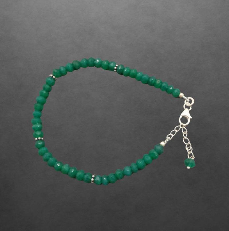 Armband Mit Grünem Achat Perlen, Zierlich, Verschluss Aus 925 Sterling Silber, Länge Ca. 210 Mm Armband Mit Grünem Achat Perlen, Zierlich, Verschluss Aus 925 Sterling Silber, Länge Ca. 210 Mm von ShivasSilver