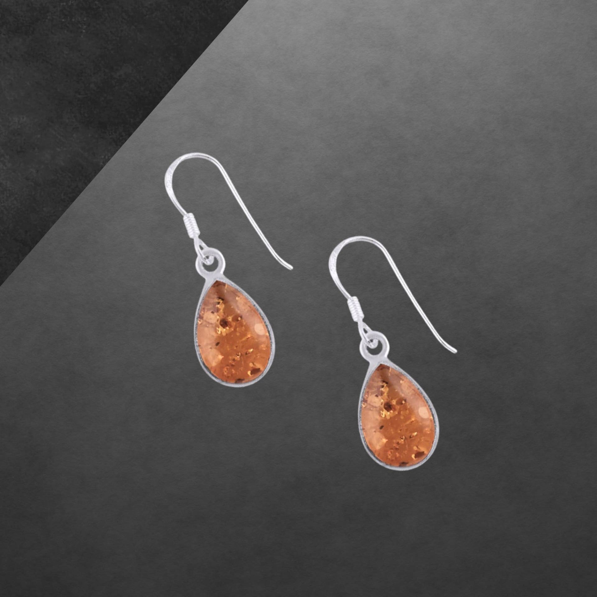 Bernstein Ohrringe 925 Sterling Silber Tropfen Cabochon Als Geschenk Für Frauen 17M von ShivasSilver