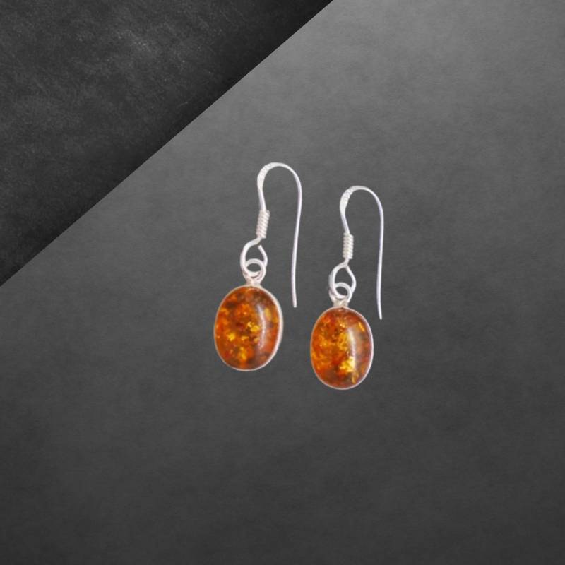 Bernstein Oval Ohrringe 925 Sterling Silber Neu 0088 Geschenk Für Freundin Frauen, Mädchen, Weihnachtsgeschenk von ShivasSilver