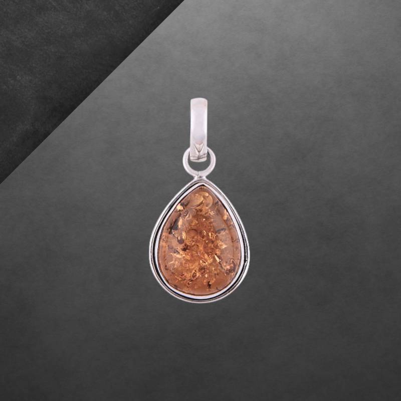 Bernstein Anhänger Aus 925 Sterlingsilber, Orange, Stein Behandelt, Silber Geschwärzt von ShivasSilver