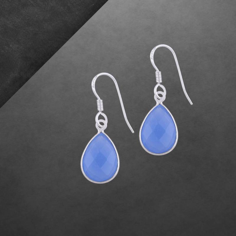 Blauer Chalcedon Ohrringe 925 Sterling Silber Neu 7706 Geschenk Für Freundin Ostern Muttertaggeschenk von ShivasSilver