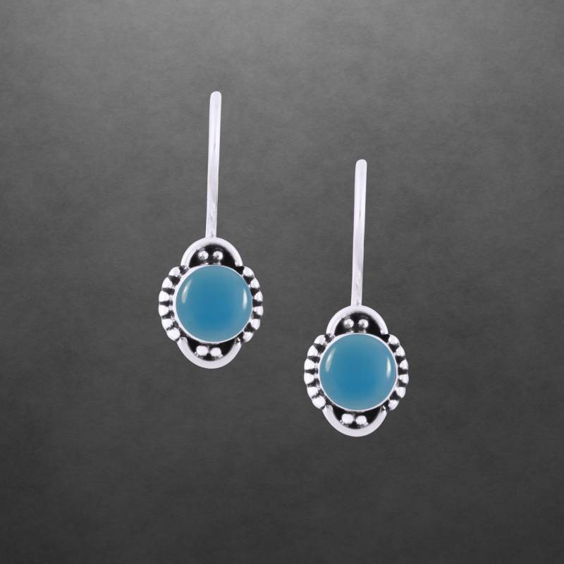 Blauer Chalcedon Zierliche Ohrringe 925 Sterling Silber Neu 2888 Geschenk Für Freundin Ostern Muttertaggeschenk von ShivasSilver