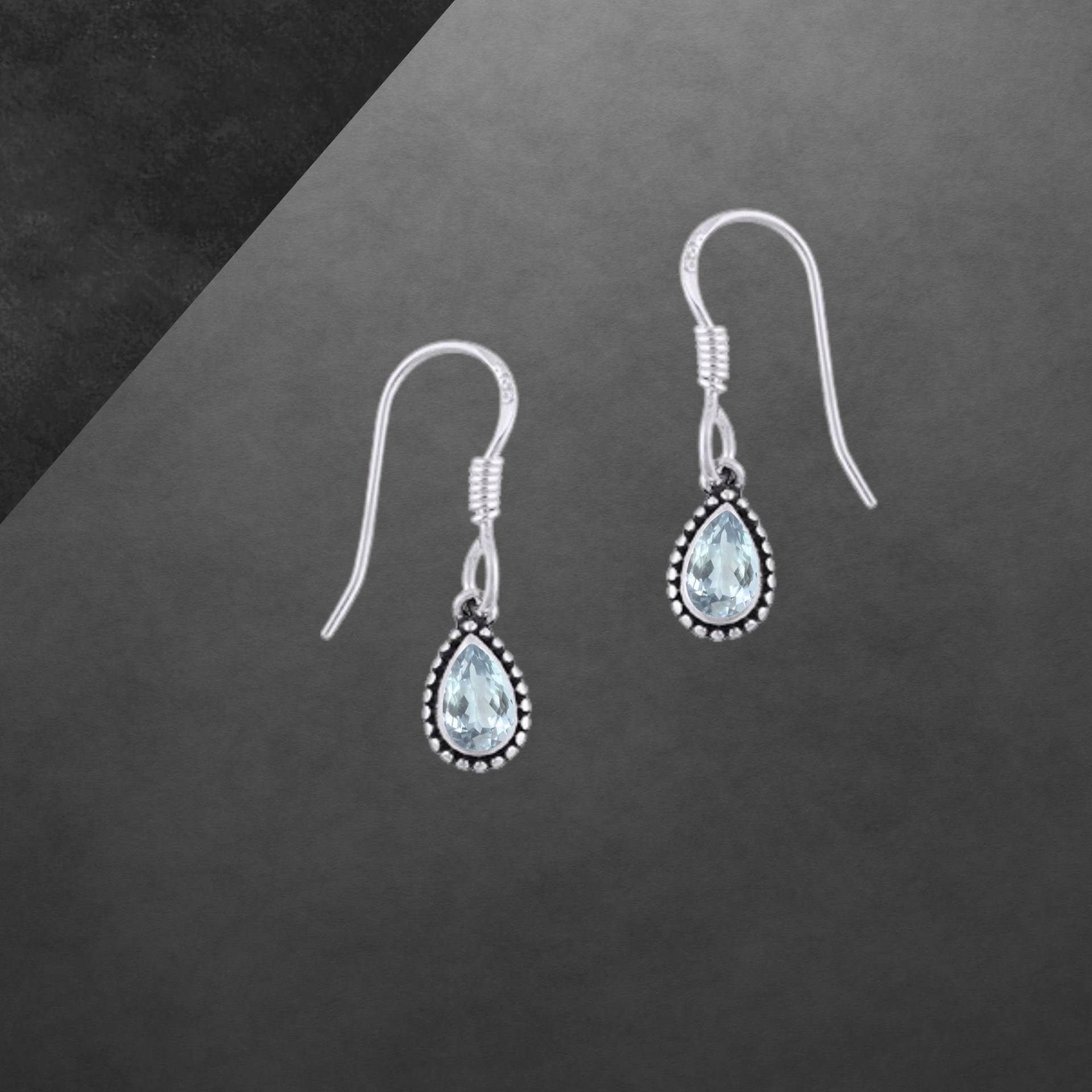 Blautopas Kleine Ohrringe 925 Sterling Silber Neu 0090 Geschenk Für Freundin Frauen, Mädchen, Weihnachtsgeschenk von ShivasSilver