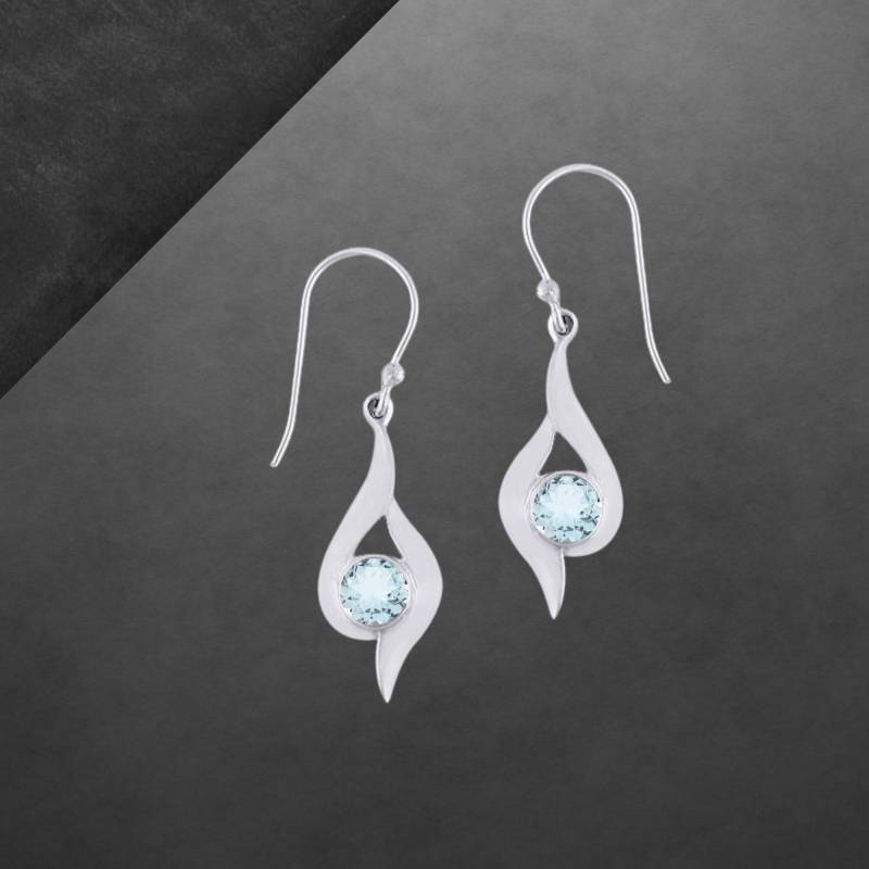 Blautopas Ohrringe 925 Sterling Silber Neu Geschenk Für Freundin Frauen, Mädchen, Weihnachtsgeschenk von ShivasSilver