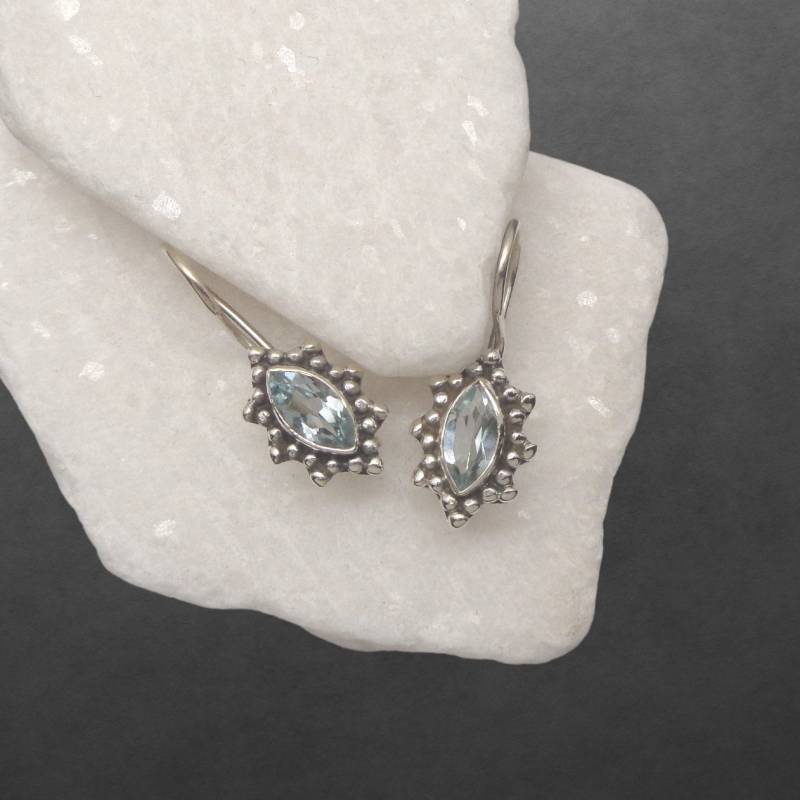Blautopas Ohrringe 925 Sterling Silber Neu Geschenk Für Freundin Frauen, Mädchen, Weihnachtsgeschenk von ShivasSilver