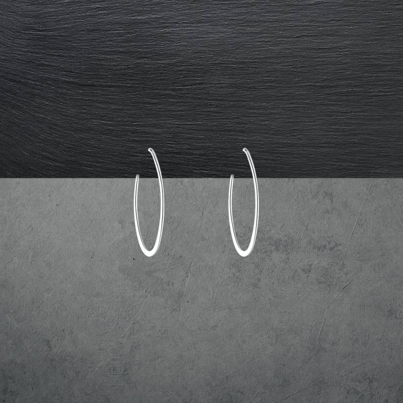 Creolen Ohrringe Aus 925 Sterling Silber Länglich, Glänzend, Modernes Design, Verschließbar 36F von ShivasSilver