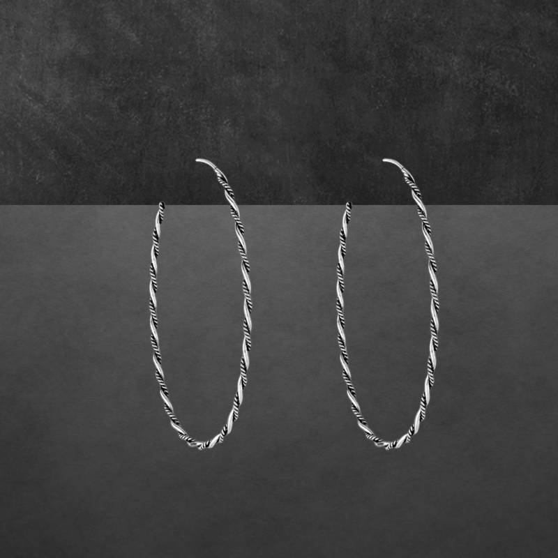 Creolen Ohrringe Aus 925 Sterling Silber Twist Design, Teilweise Geschwärzt, Verschließbar von ShivasSilver