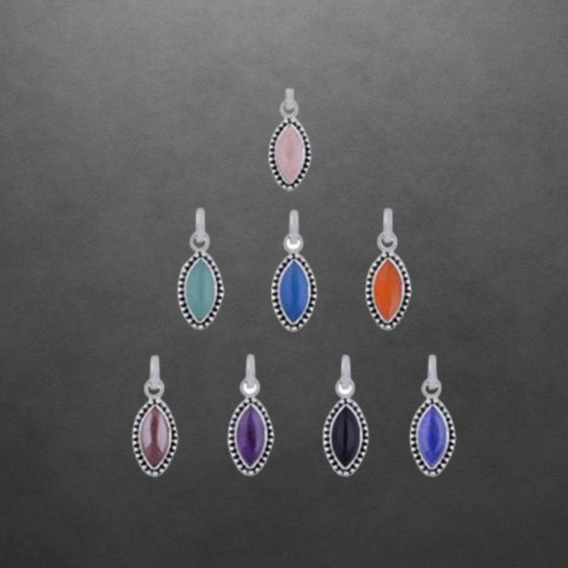 Edelsteinanhänger925 Sterling Silber, Geschwärzt, Amethyst, Chalcedon, Karneol, Rosenquarz von ShivasSilver