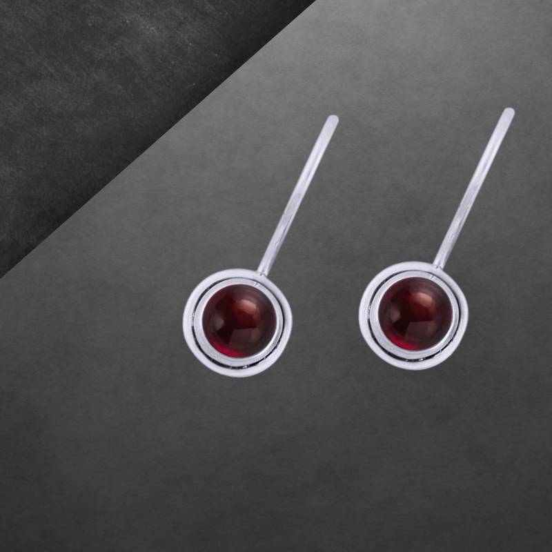 Granat Ohrringe 925 Sterling Silber, Geschwärzt, Cabochon, Haken Verschließbar, 2121 Granat Ohrringe 925 Sterling Silber, Geschwärzt, Cabochon, Haken Verschließbar, 2121 von ShivasSilver