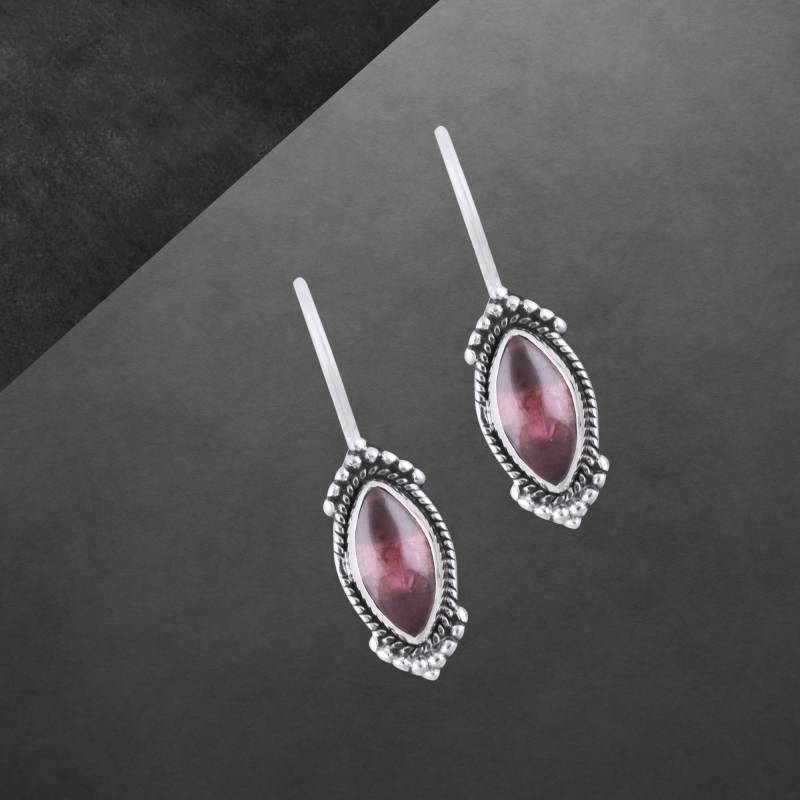 Granat Ohrringe Aus 925 Sterling Silber, Geschwärzt, Cabochon, Haken Zum Verschließen, 28 Mm, 118 Granat Ohrringe Aus 925 Sterling Silber, Geschwärzt, Cabochon, Haken Zum Verschließen, 28 Mm, 118 von ShivasSilver