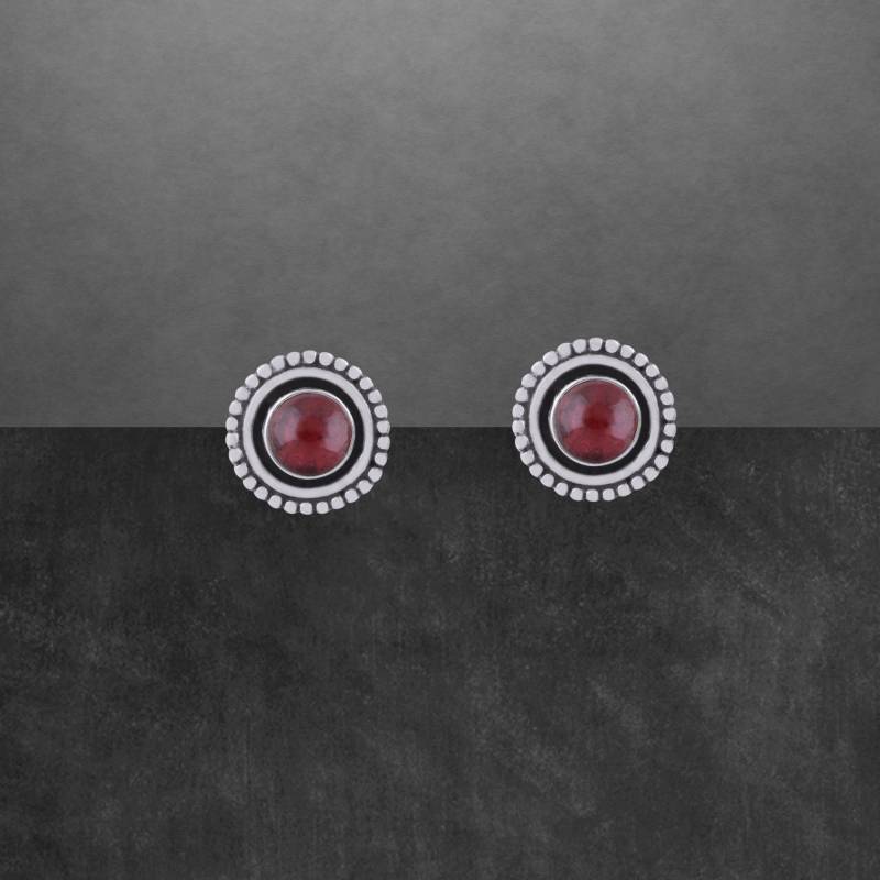 Granat Ohrstecker 925 Sterling Silber, Geschwärzt, Runde Cabochons Granat Ohrstecker 925 Sterling Silber, Geschwärzt, Runde Cabochons von ShivasSilver