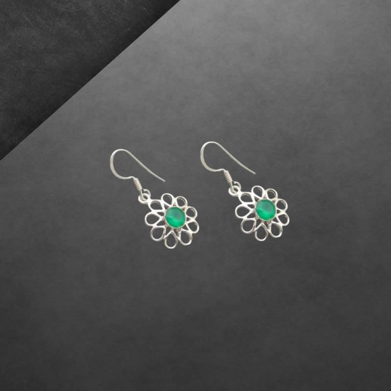 Grüner Achat Ohrhänger Ohrringe 925 Sterling Silber, Glänzendes Facettierte Steine Grüner Achat Ohrhänger Ohrringe 925 Sterling Silber, Glänzendes Facettierte Steine von ShivasSilver