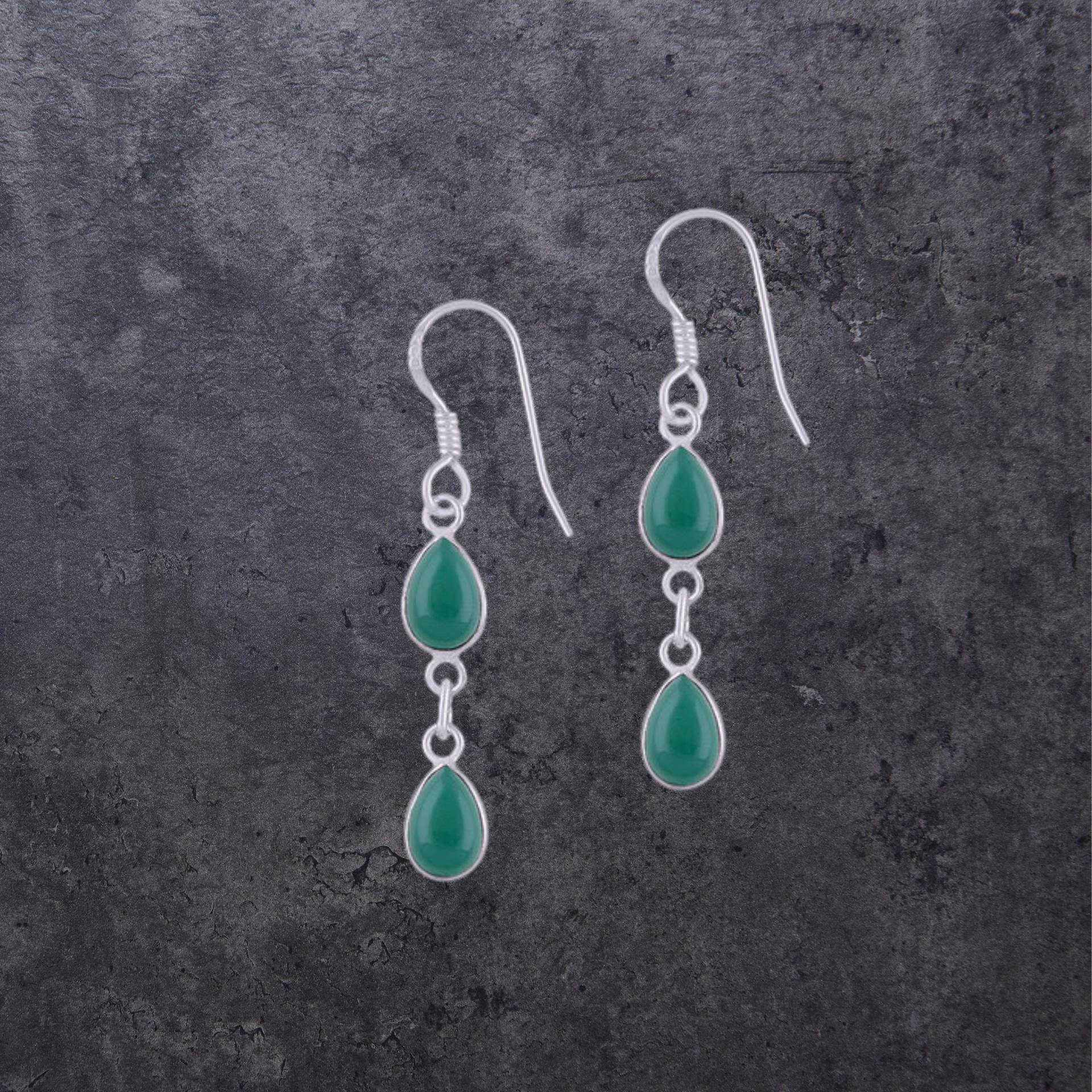 Grüner Achat Ohrringe Aus Silber Grüne Edelsteinohrringe Sterlingsilber Geschenk Für Frauen Weihnachtsgeschenk Mädchen Freundin von ShivasSilver