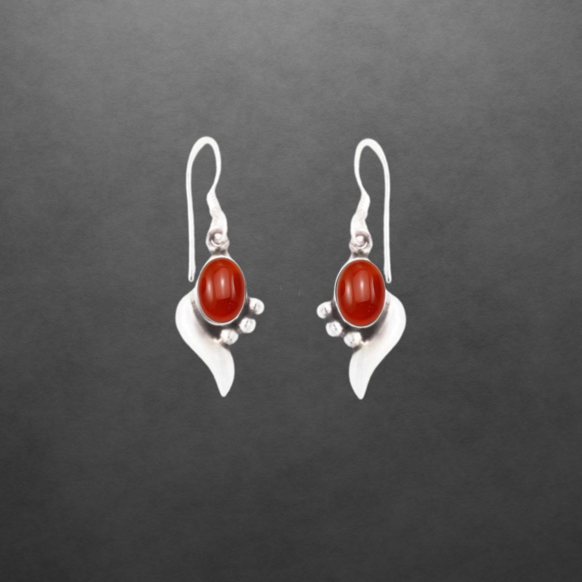 Karneol Ohrringe 925 Sterling Silber Geschwärzt, Ovaler Cabochon, Geschenk Für Frauen von ShivasSilver