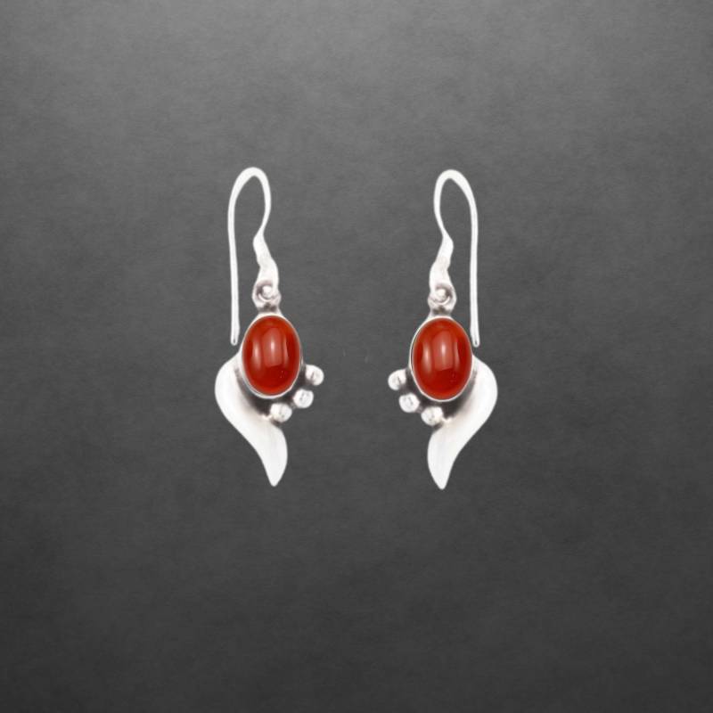 Karneol Ohrringe 925 Sterling Silber Geschwärzt, Ovaler Cabochon, Geschenk Für Frauen von ShivasSilver