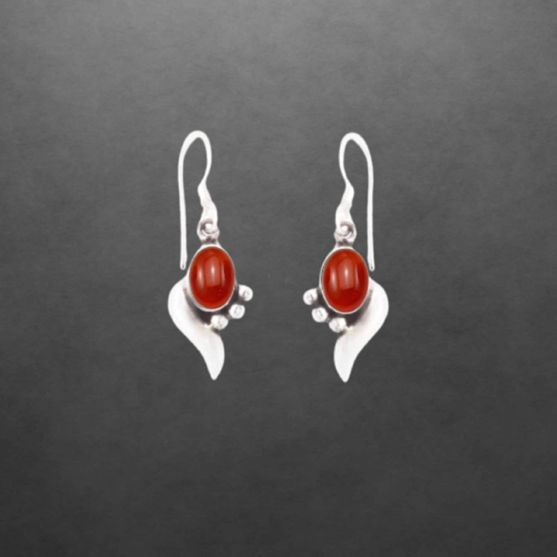 Karneol Ohrringe Aus 925 Sterling Silber, Geschwärzt, Rotbraun Oranger Cabochon von ShivasSilver