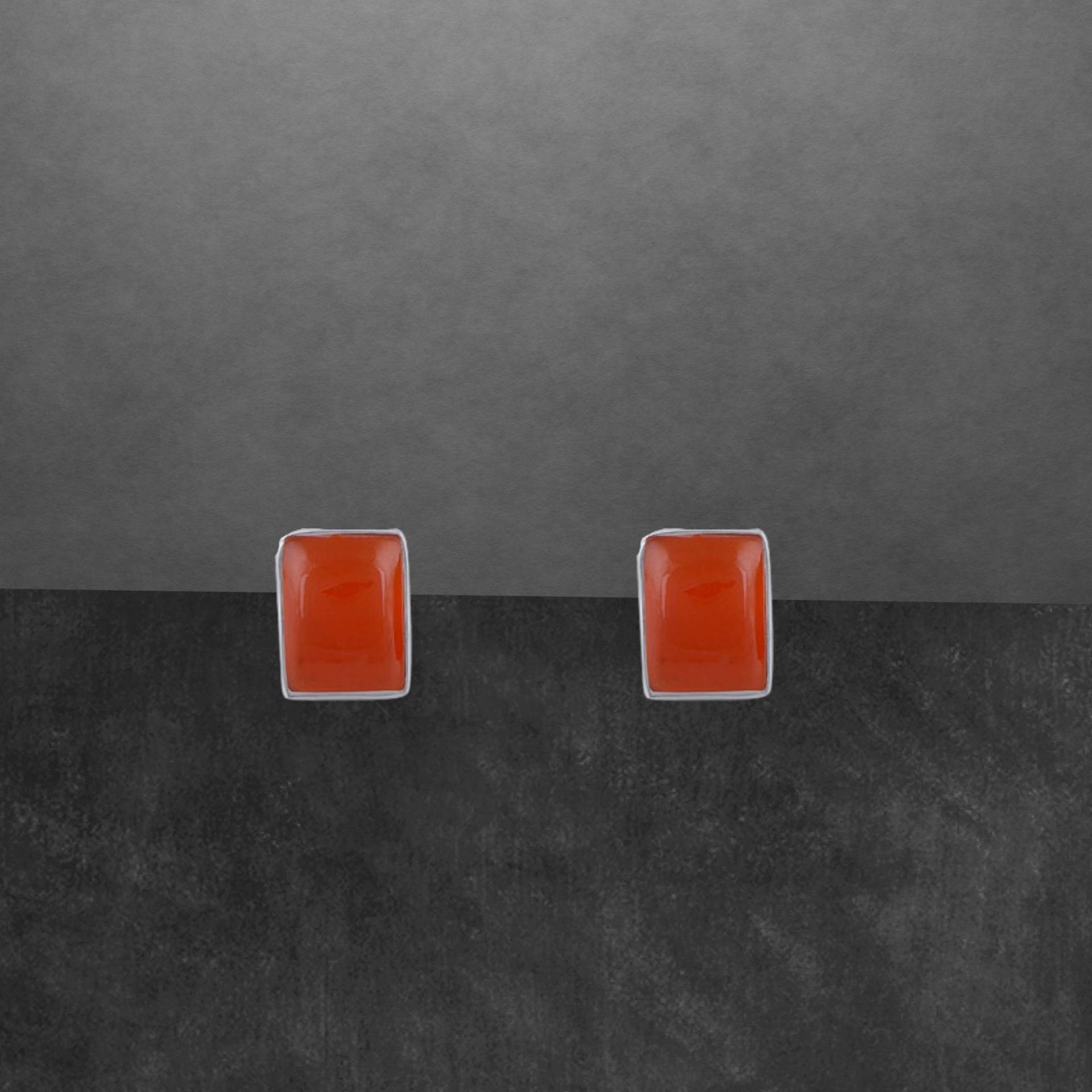 Karneol Ohrstecker 925 Sterling Silber, Glänzendes Cabochon Steine Karneol Ohrstecker 925 Sterling Silber, Glänzendes Cabochon Steine von ShivasSilver
