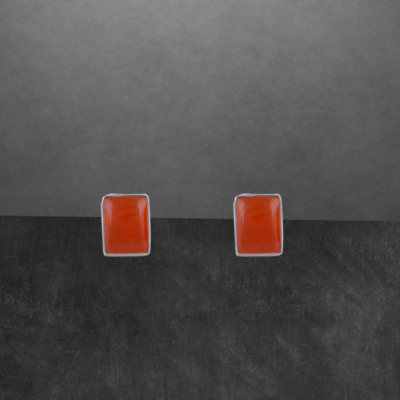 Karneol Ohrstecker 925 Sterling Silber, Glänzendes Cabochon Steine Karneol Ohrstecker 925 Sterling Silber, Glänzendes Cabochon Steine von ShivasSilver