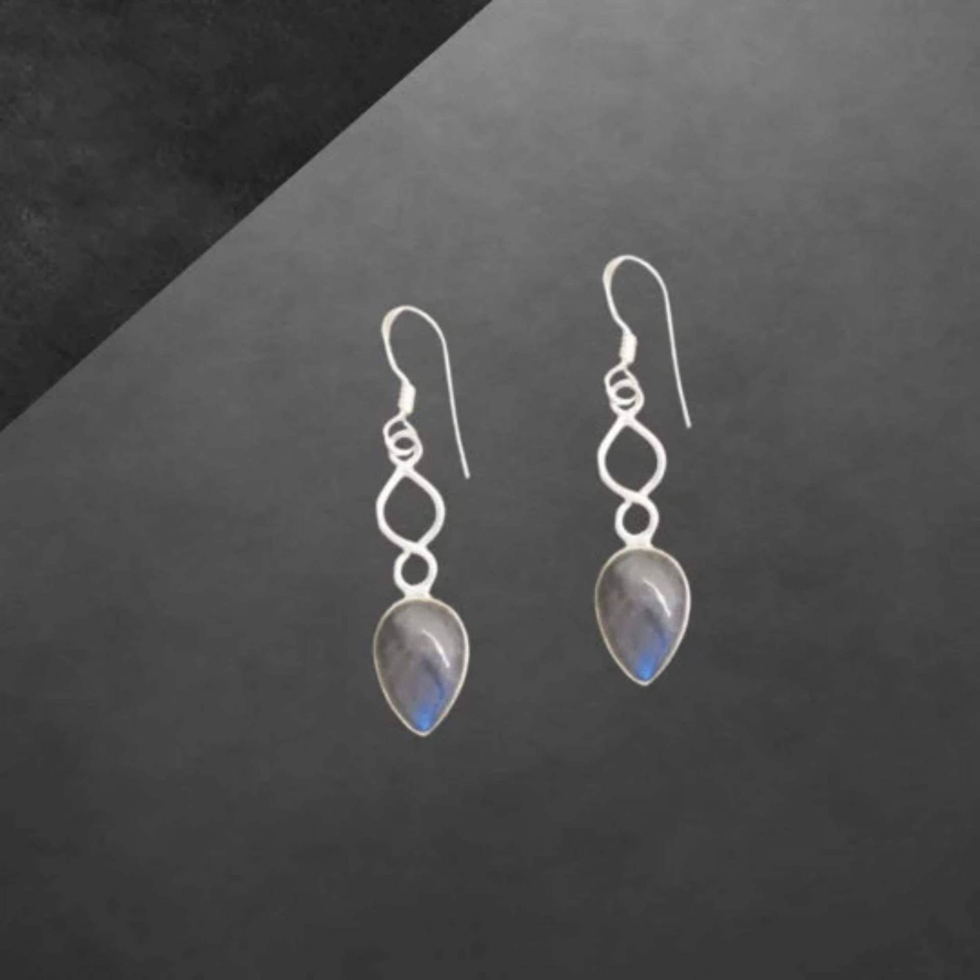 Labradorit Ohrringe 925 Sterling Silber Tropfen Cabochon 0909 von ShivasSilver