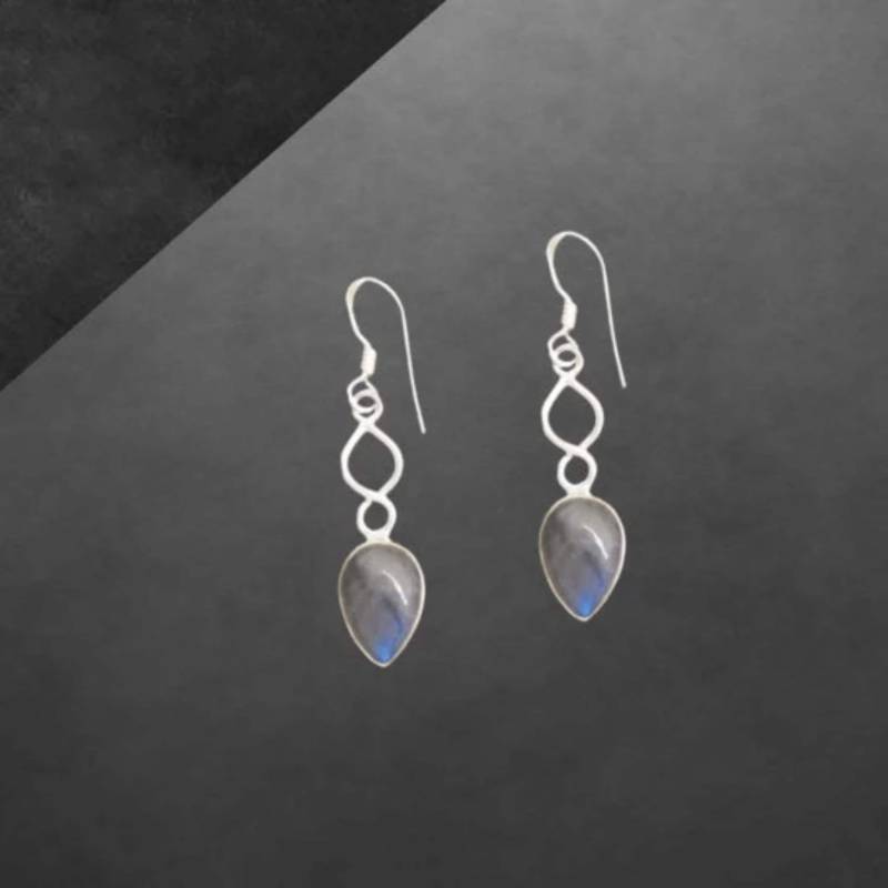 Labradorit Ohrringe 925 Sterling Silber Tropfen Cabochon 0909 von ShivasSilver