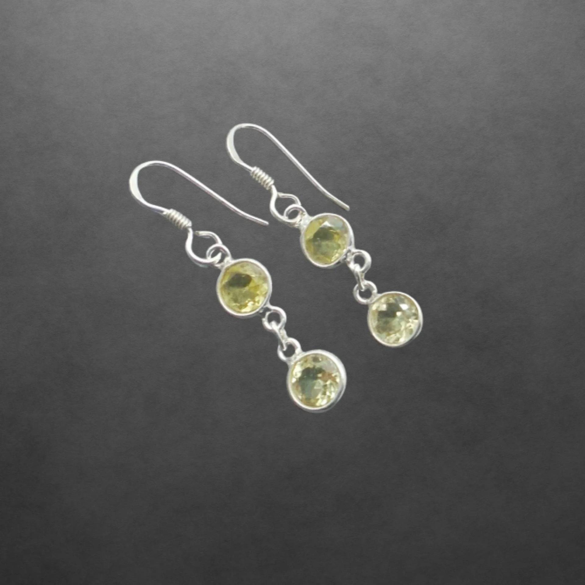Lemonquarz Lemonen Quarz Zierliche Ohrringe 925 Sterling Silber Neu Geschenk Für Freundin Frauen, Mädchen, Weihnachtsgeschenk von ShivasSilver