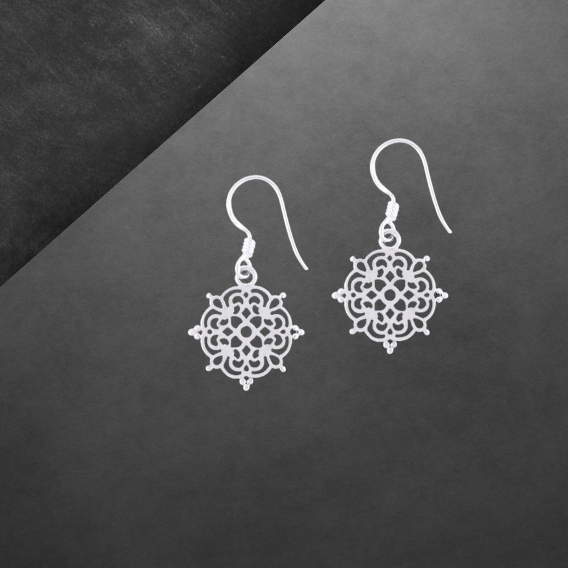 Ohrringe Aus 925 Silber, Dezent Geschwärzt, Bali Ornament, 2100 von ShivasSilver