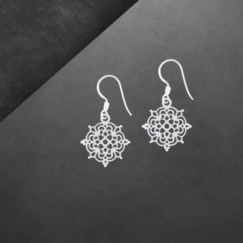 Ohrringe Aus 925 Silber, Dezent Geschwärzt, Bali Ornament, 2100 von ShivasSilver