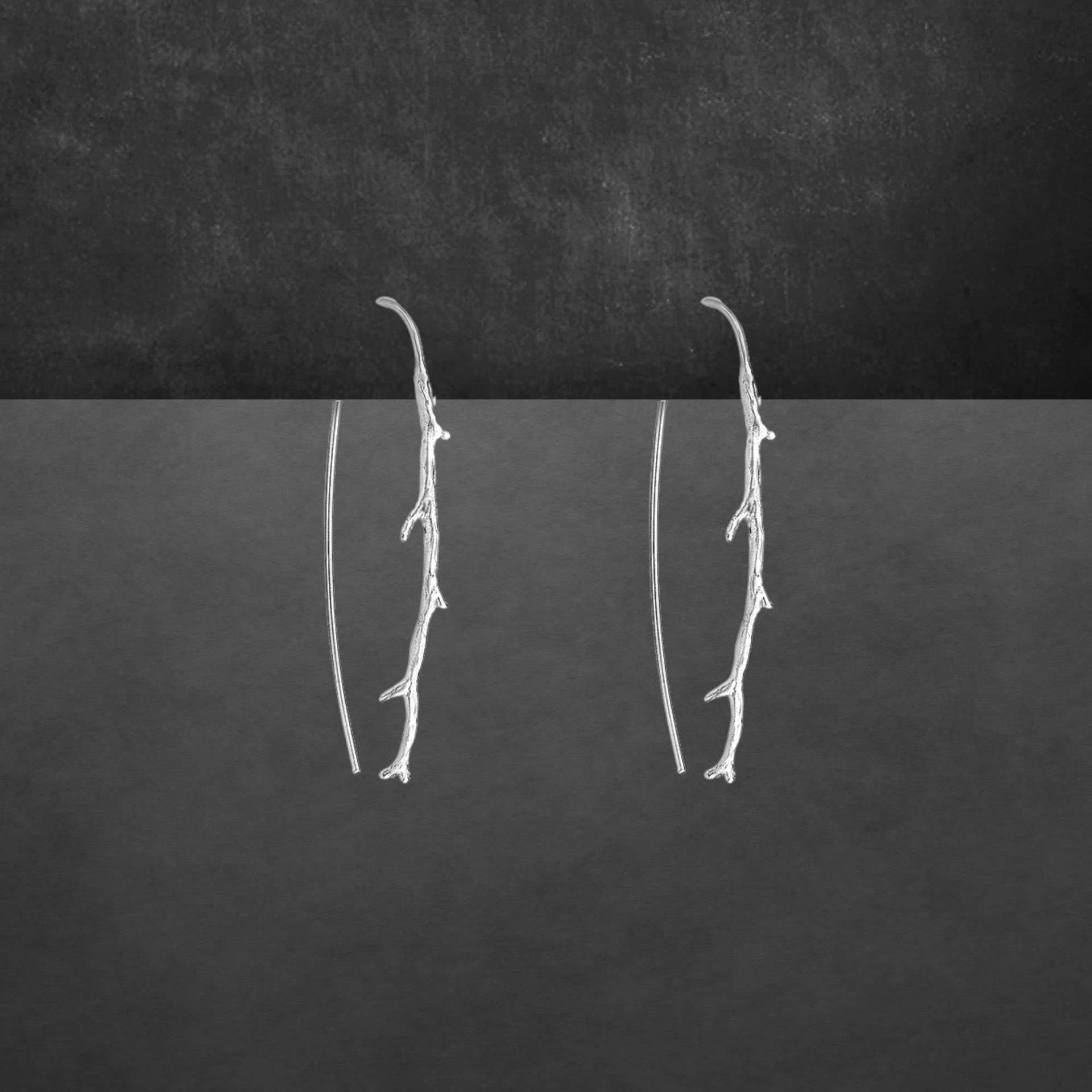 Ohrringe Aus 925 Sterling Silber, Äste Mit Offenen Haken, Silikon-Verschlüsse Ohrringe Aus 925 Sterling Silber, Äste Mit Offenen Haken, Silikon-Verschlüsse von ShivasSilver